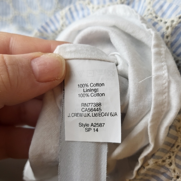 J Crew Seersucker Eyelet Embroidered Sleeveless Tie Back Shift Dress - Picture 6 of 7